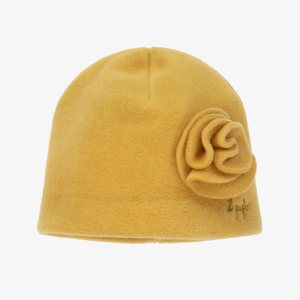 Il Gufo - Girls Yellow Fleece Beanie Hat | Childrensalon