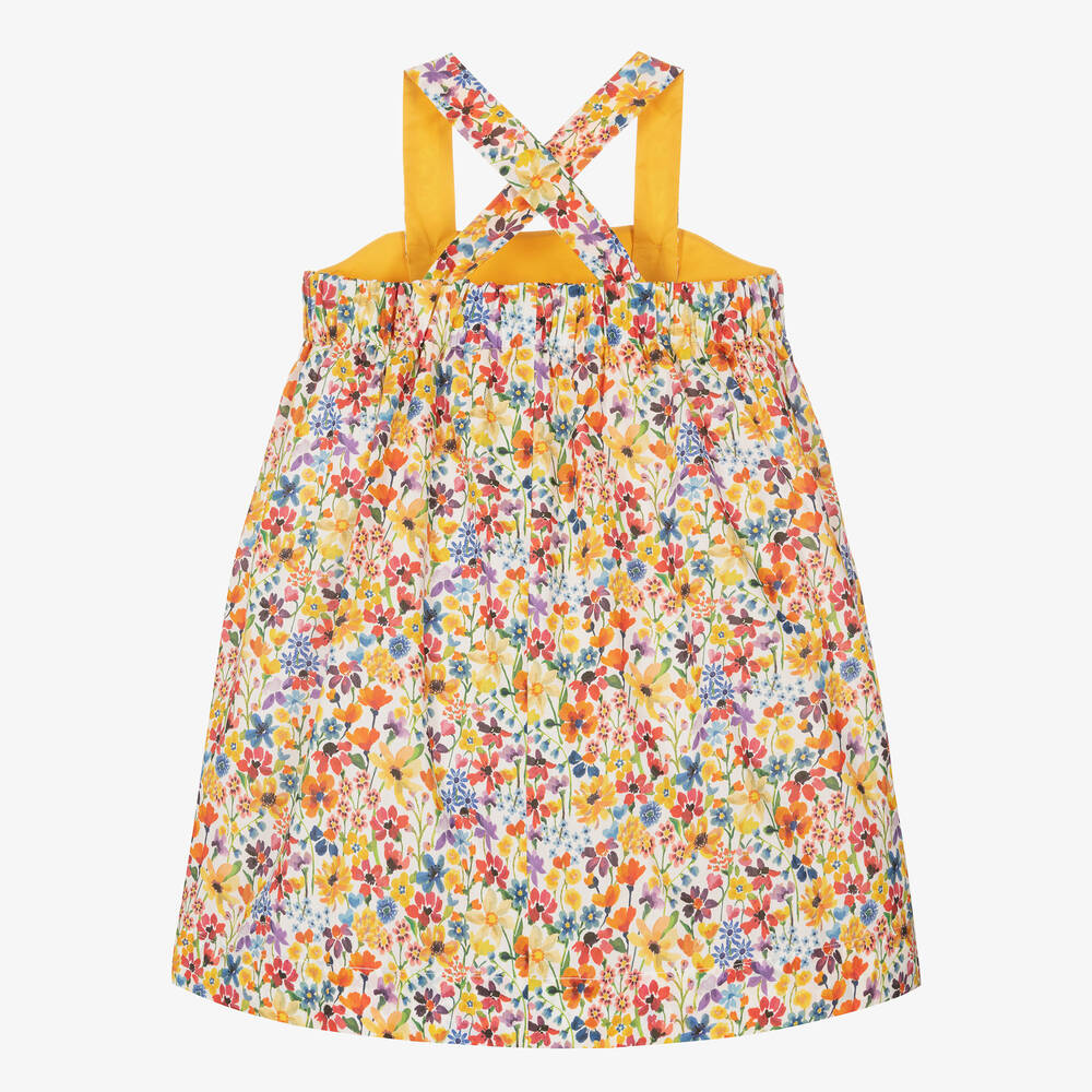 Il Gufo-Girls Yellow Floral Liberty Print Cotton Dress | Childrensalon Outlet