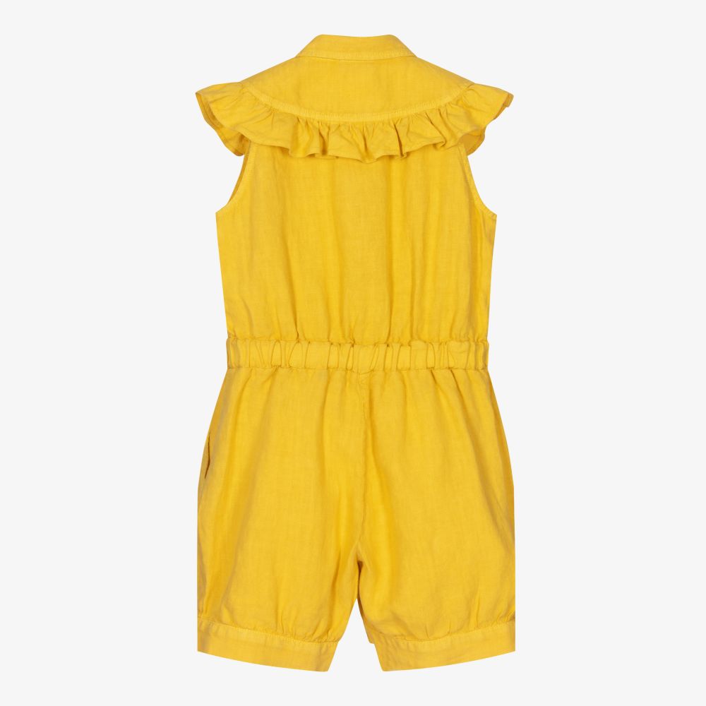 Il Gufo-Желтый льняной комбинезон для девочек | Childrensalon Outlet