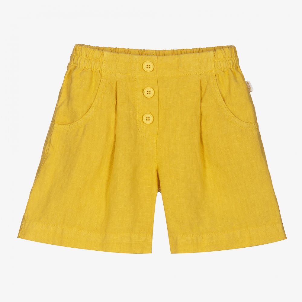 Yellow linen shorts deals