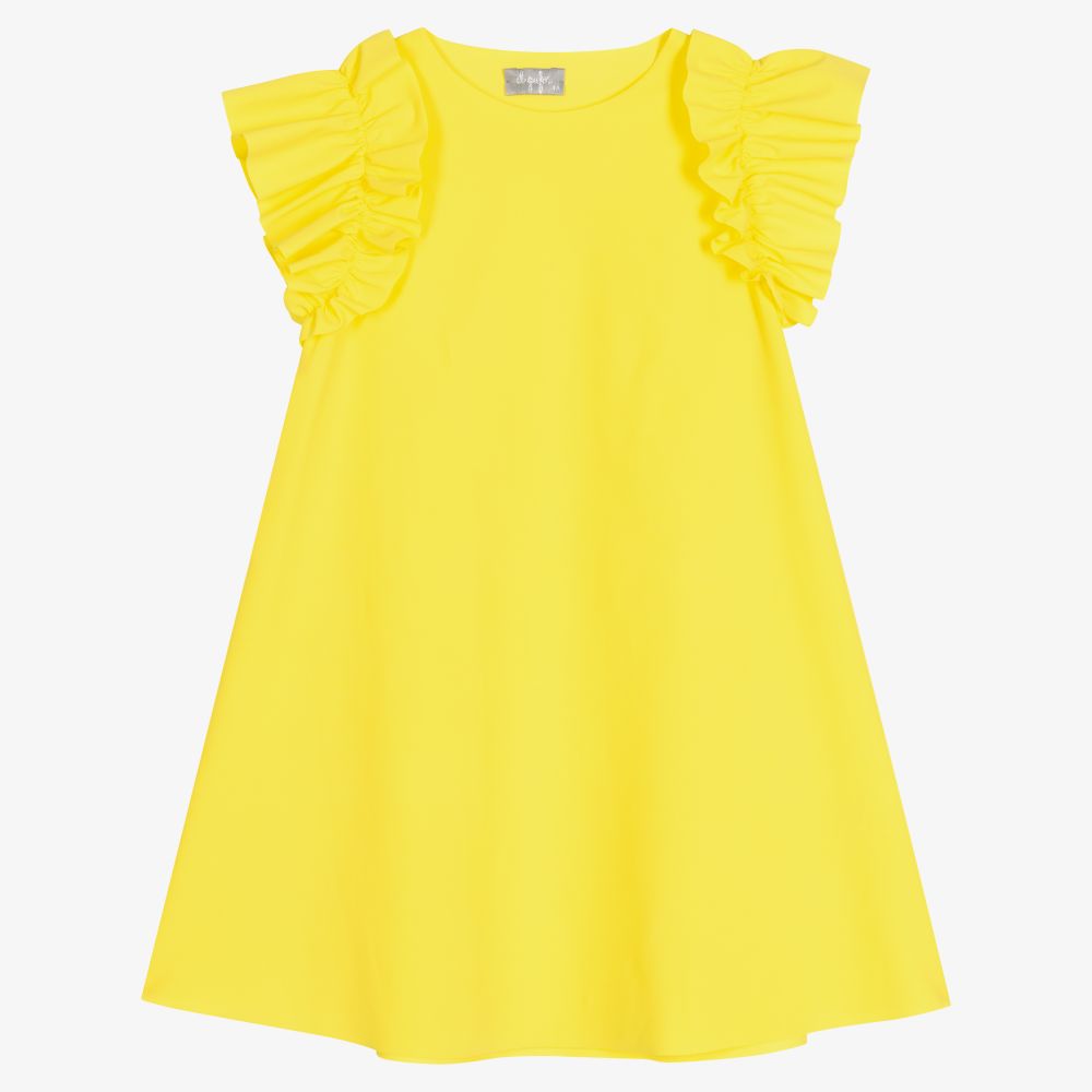 Il Gufo - Girls Yellow Ruffle Dress  | Childrensalon