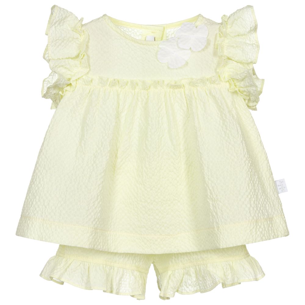 Il Gufo - Girls Yellow Shorts Set | Childrensalon