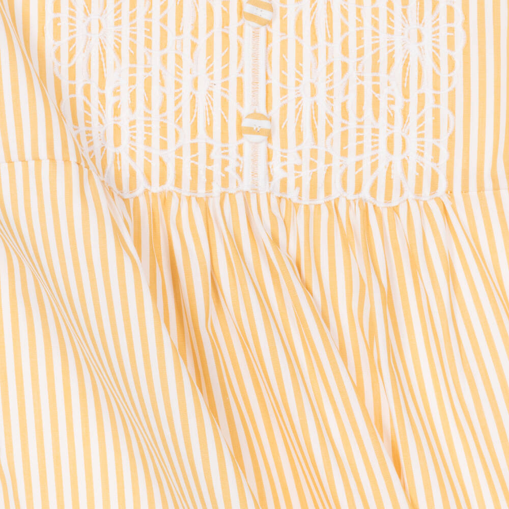 Il Gufo-Girls Yellow Striped Cotton Dress | Childrensalon Outlet