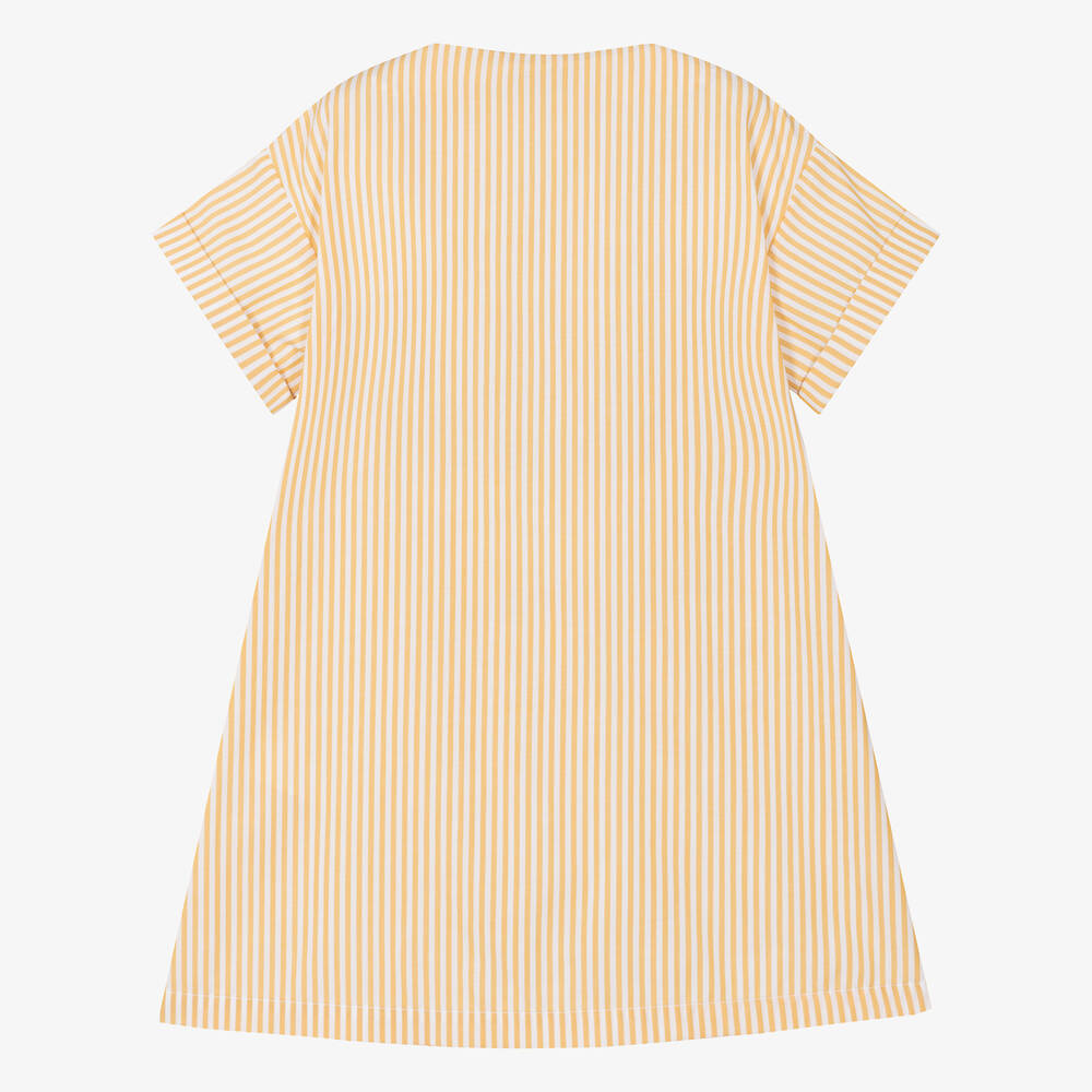 Il Gufo-Girls Yellow Striped Cotton Dress | Childrensalon Outlet