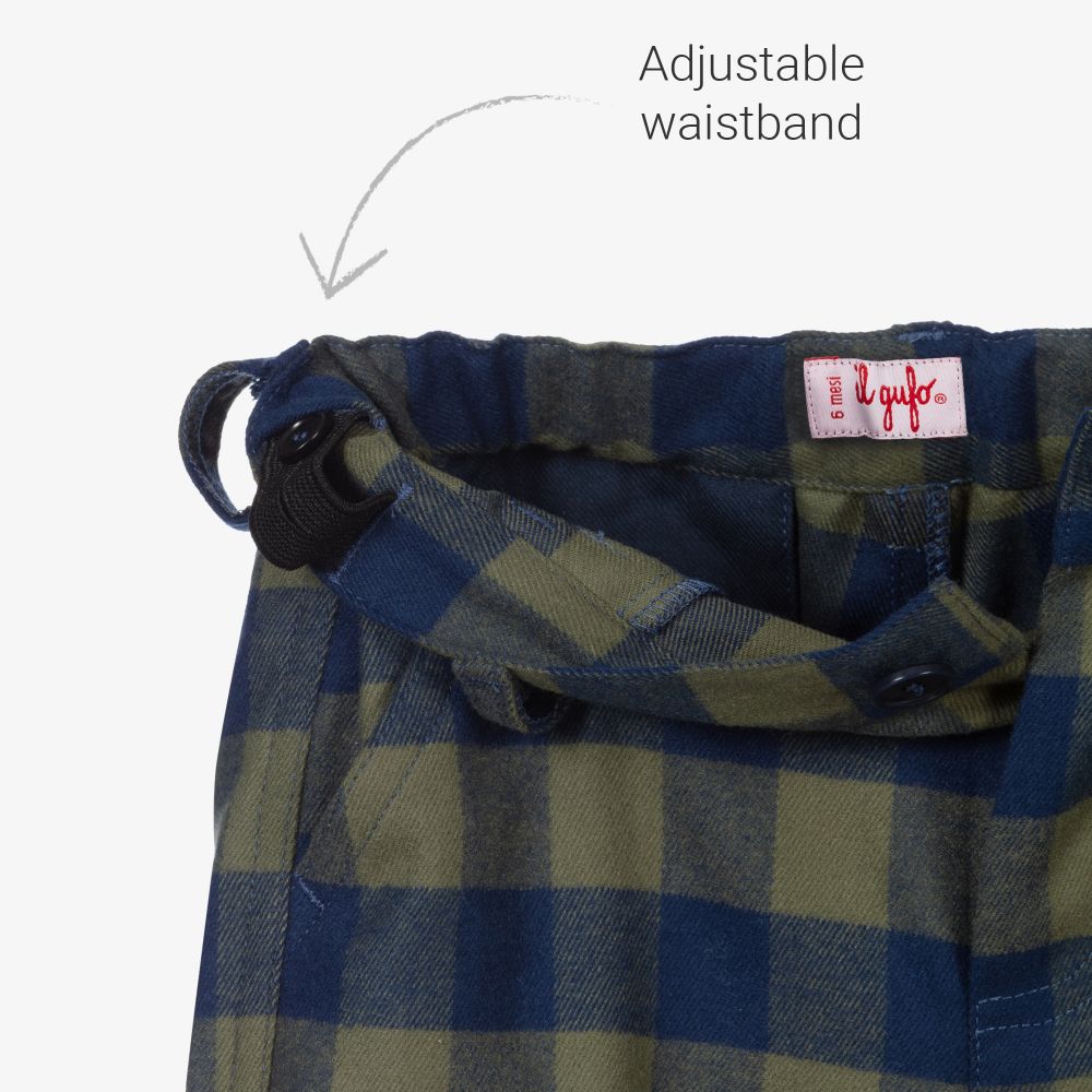 Il Gufo-Брюки в зелено-синюю клетку | Childrensalon Outlet