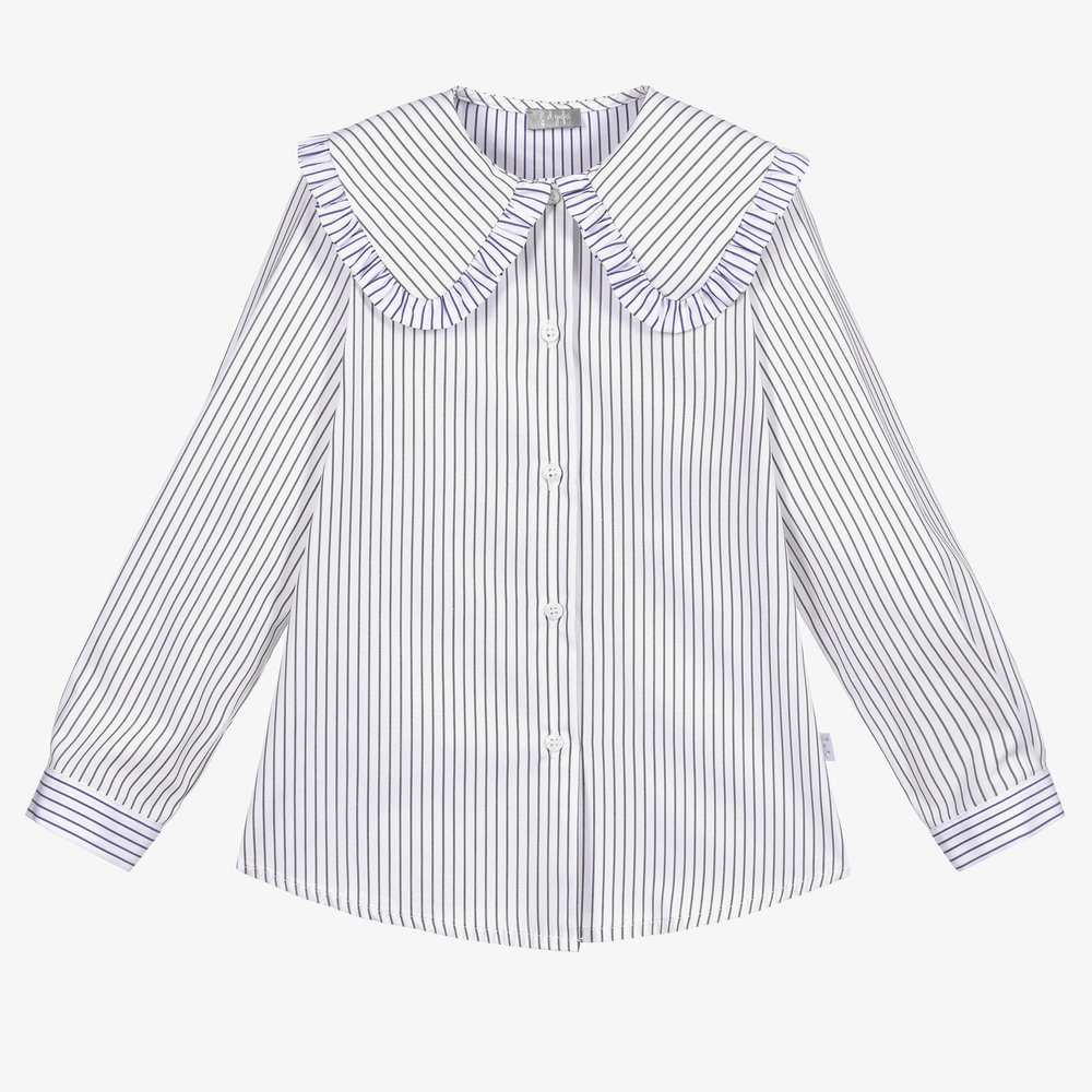 Il Gufo-Зелено-синяя блузка в полоску | Childrensalon Outlet