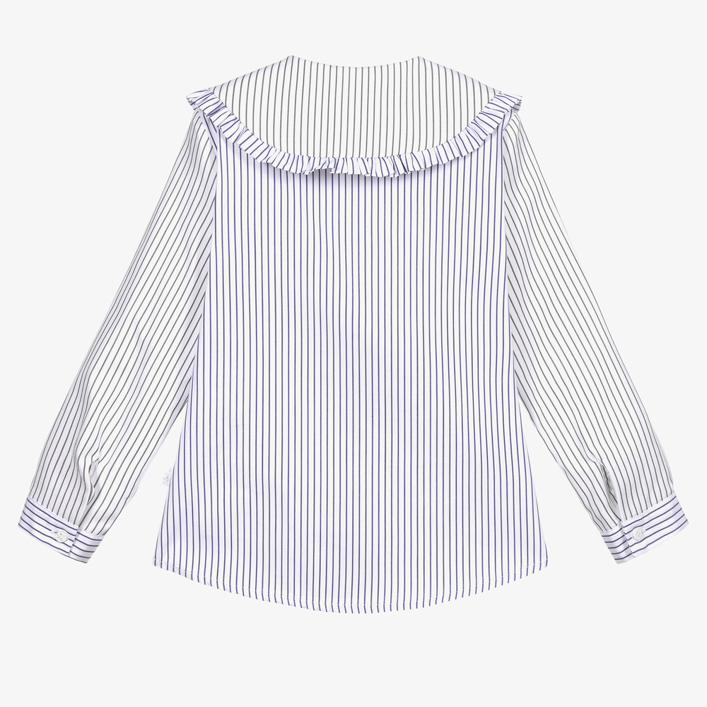 Il Gufo-Green & Blue Striped Blouse | Childrensalon Outlet