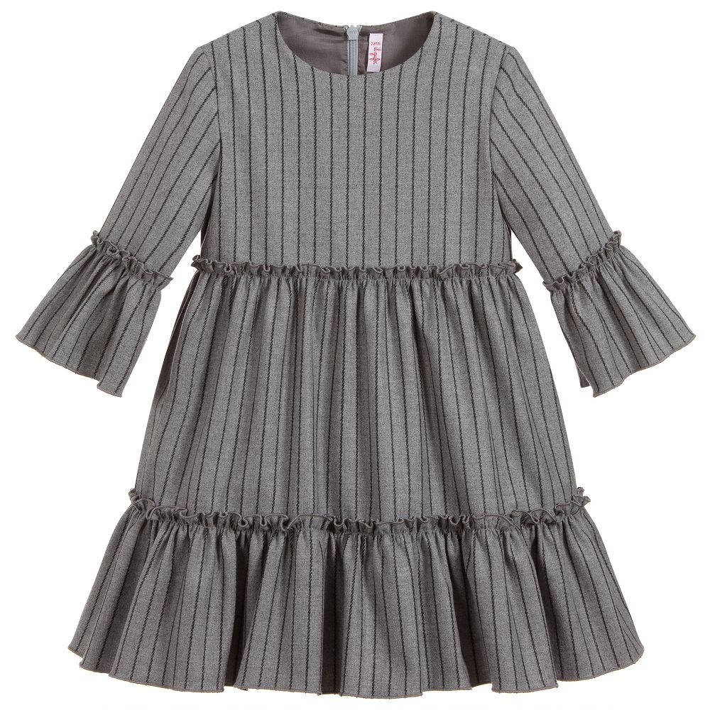 Il Gufo - Grey & Black Striped Dress | Childrensalon