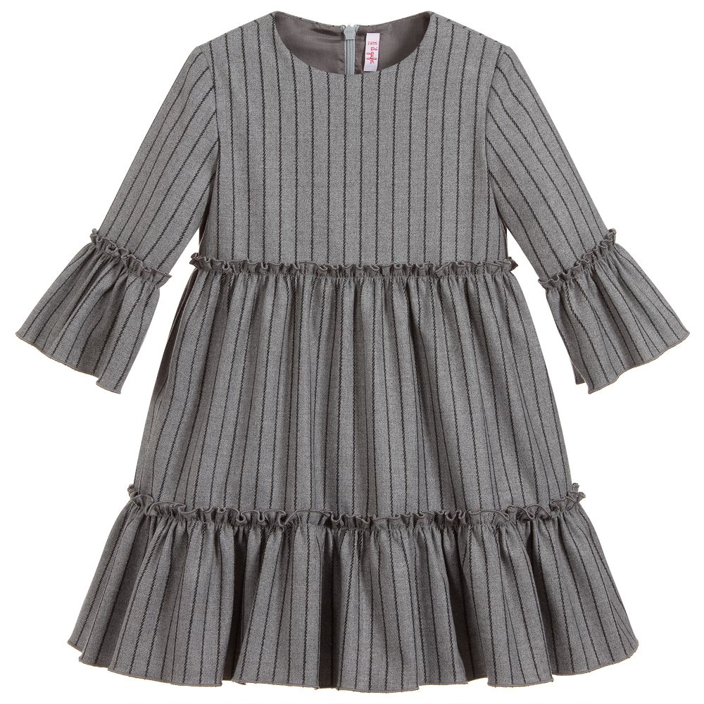 Il Gufo-Grey & Black Striped Dress | Childrensalon Outlet