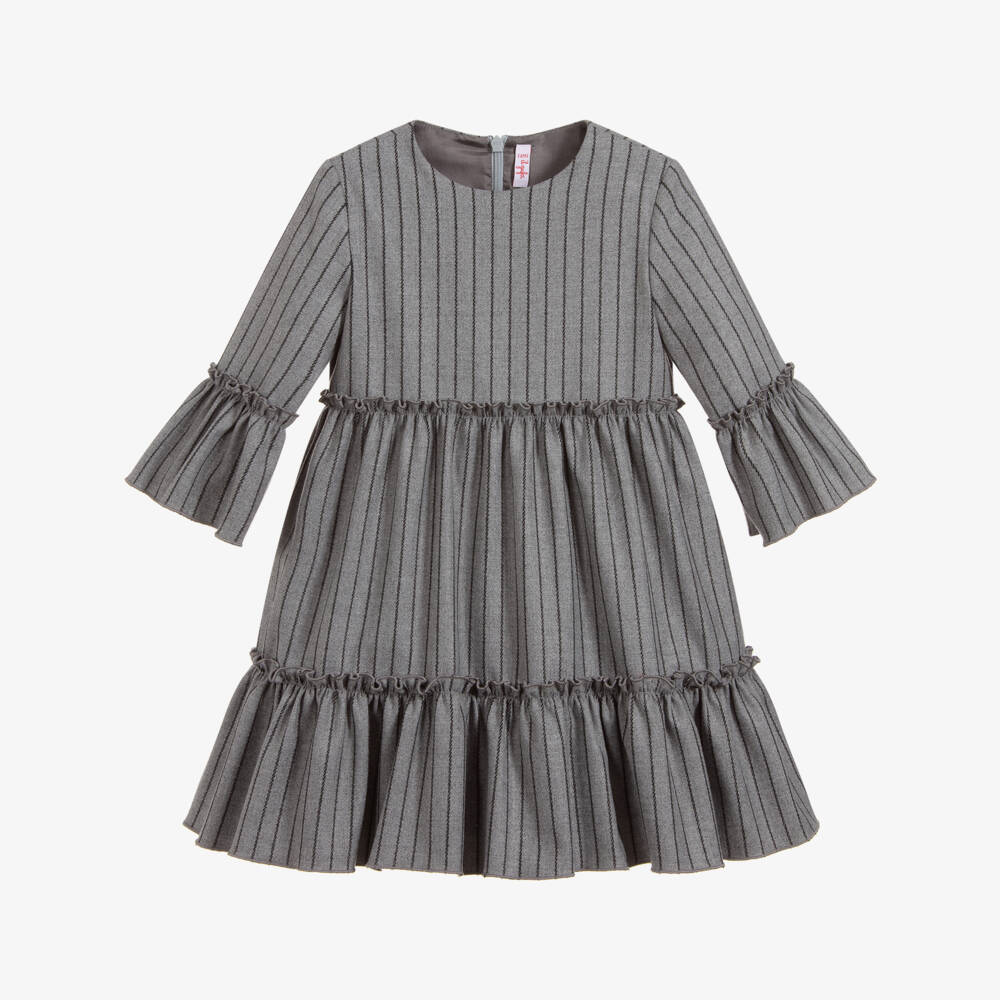 Il Gufo-فستان لون رمادي وأسود مقلم | Childrensalon Outlet