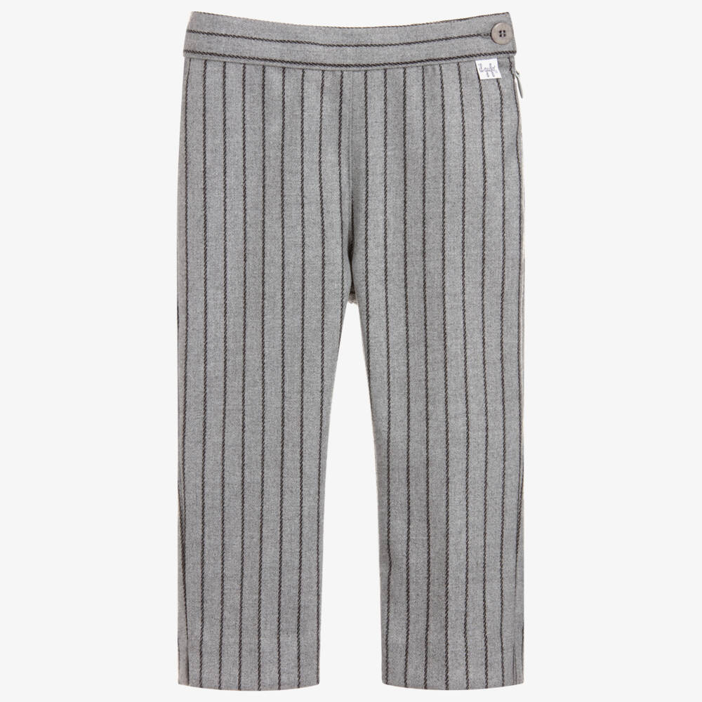 Il Gufo-Grey & Black Striped Trousers | Childrensalon Outlet