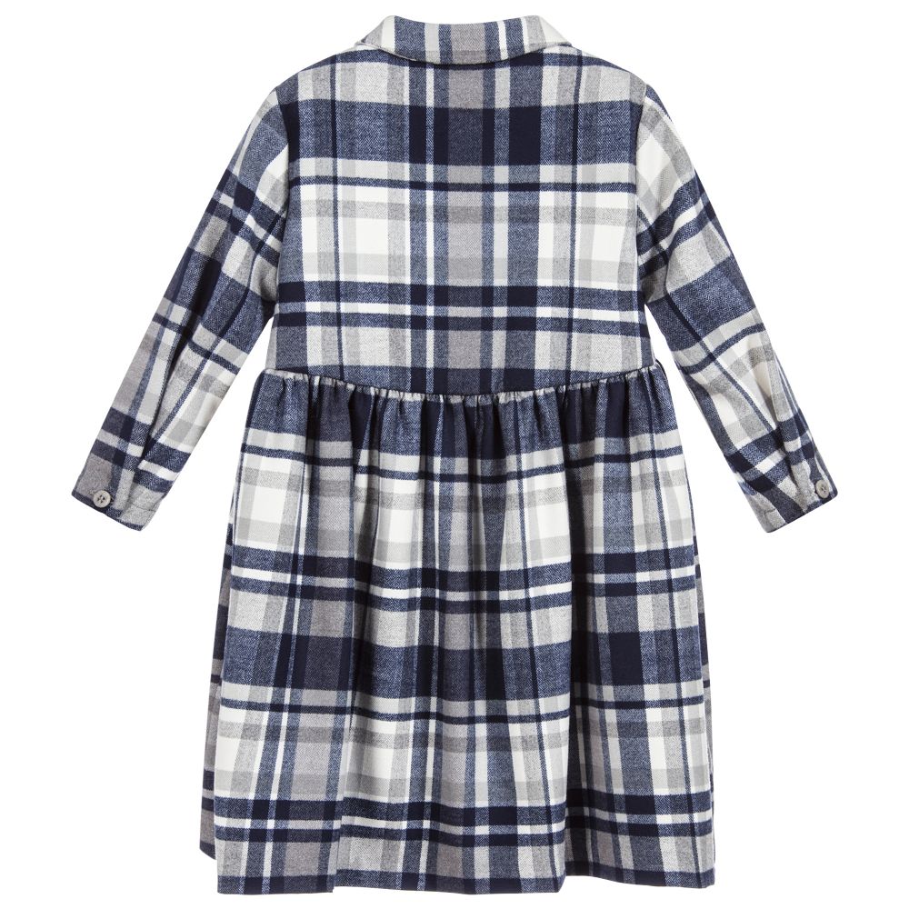 Il Gufo-Grey & Blue Check Dress | Childrensalon Outlet