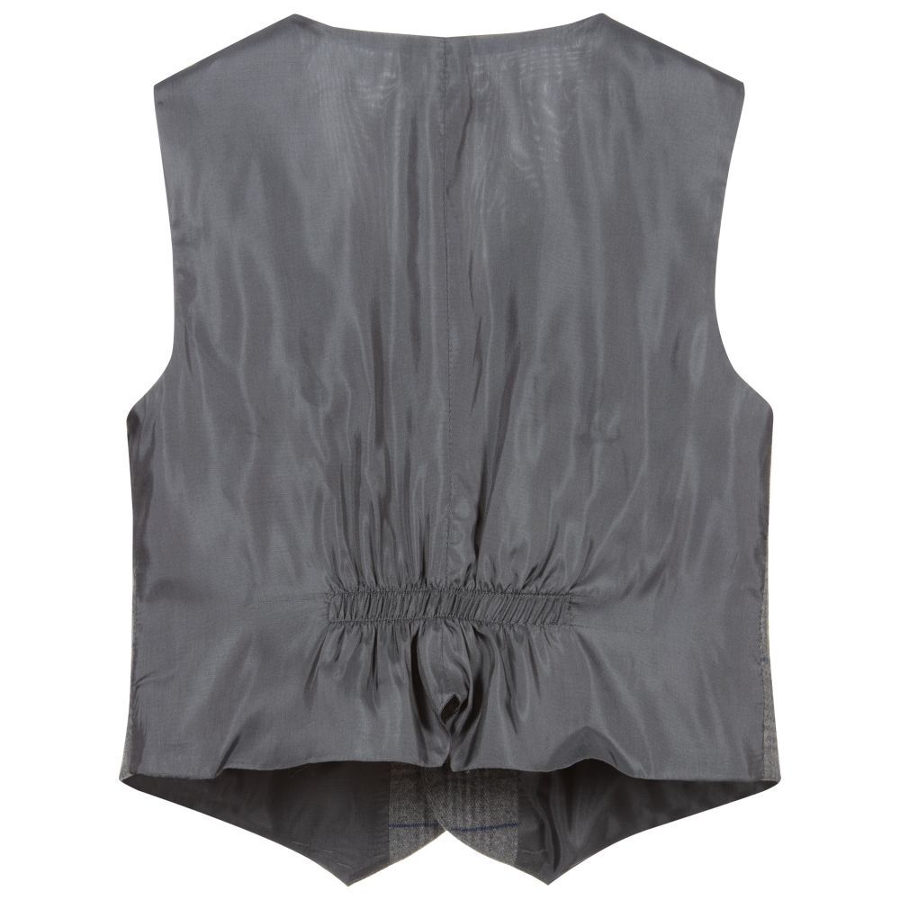 Il Gufo-Grey Check Flannel Waistcoat | Childrensalon Outlet