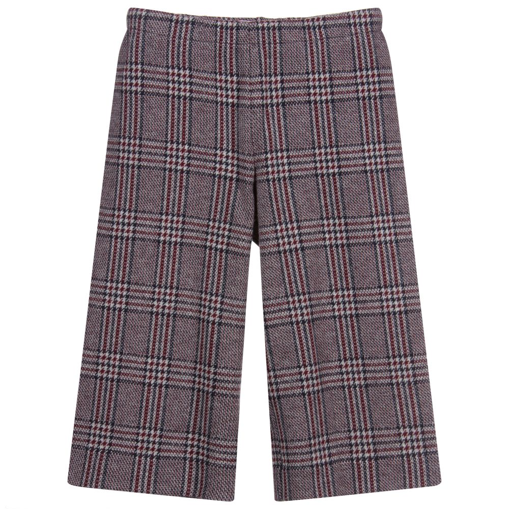 Il Gufo-Grey Check Wide-Leg Trousers | Childrensalon Outlet