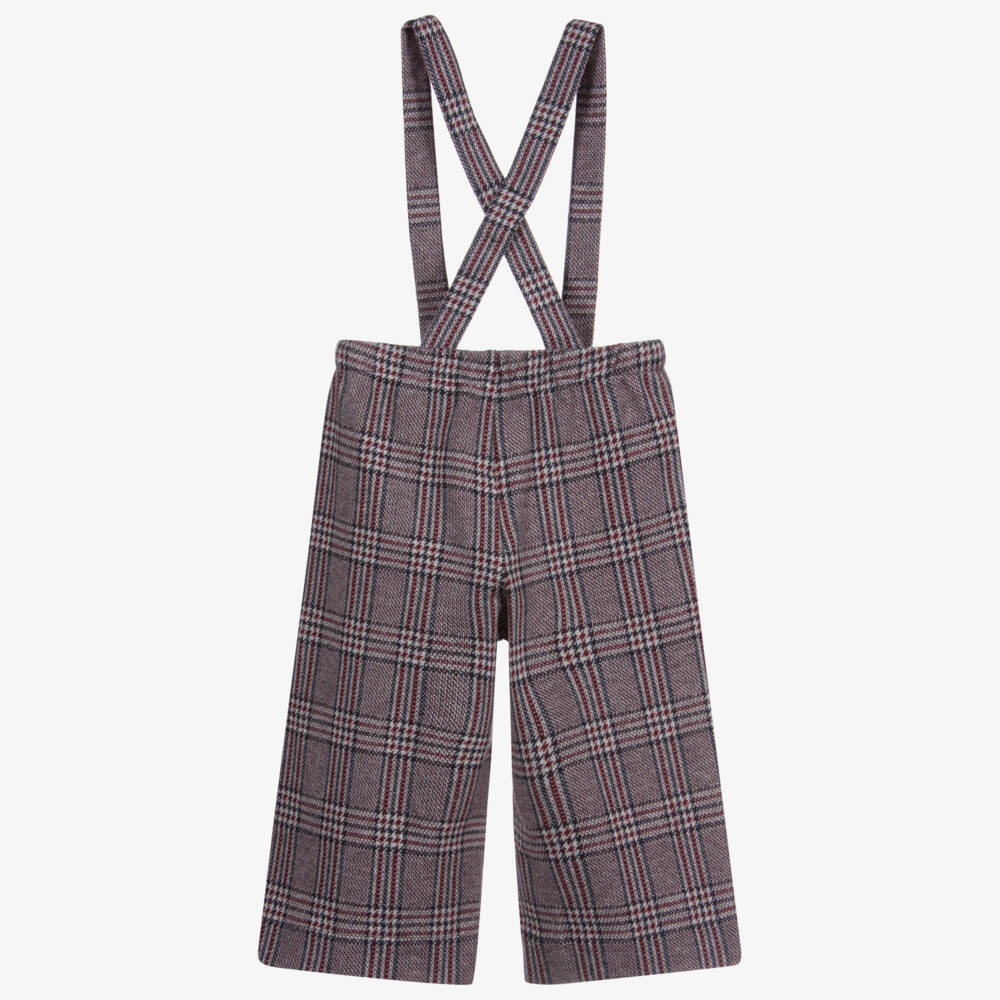 Il Gufo-بنطلون بأرجل واسعة قطن كاروهات لون رمادي | Childrensalon Outlet