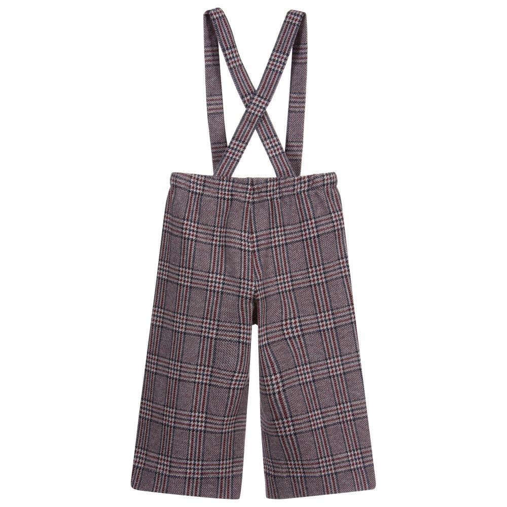 Il Gufo-Grey Check Wide-Leg Trousers | Childrensalon Outlet