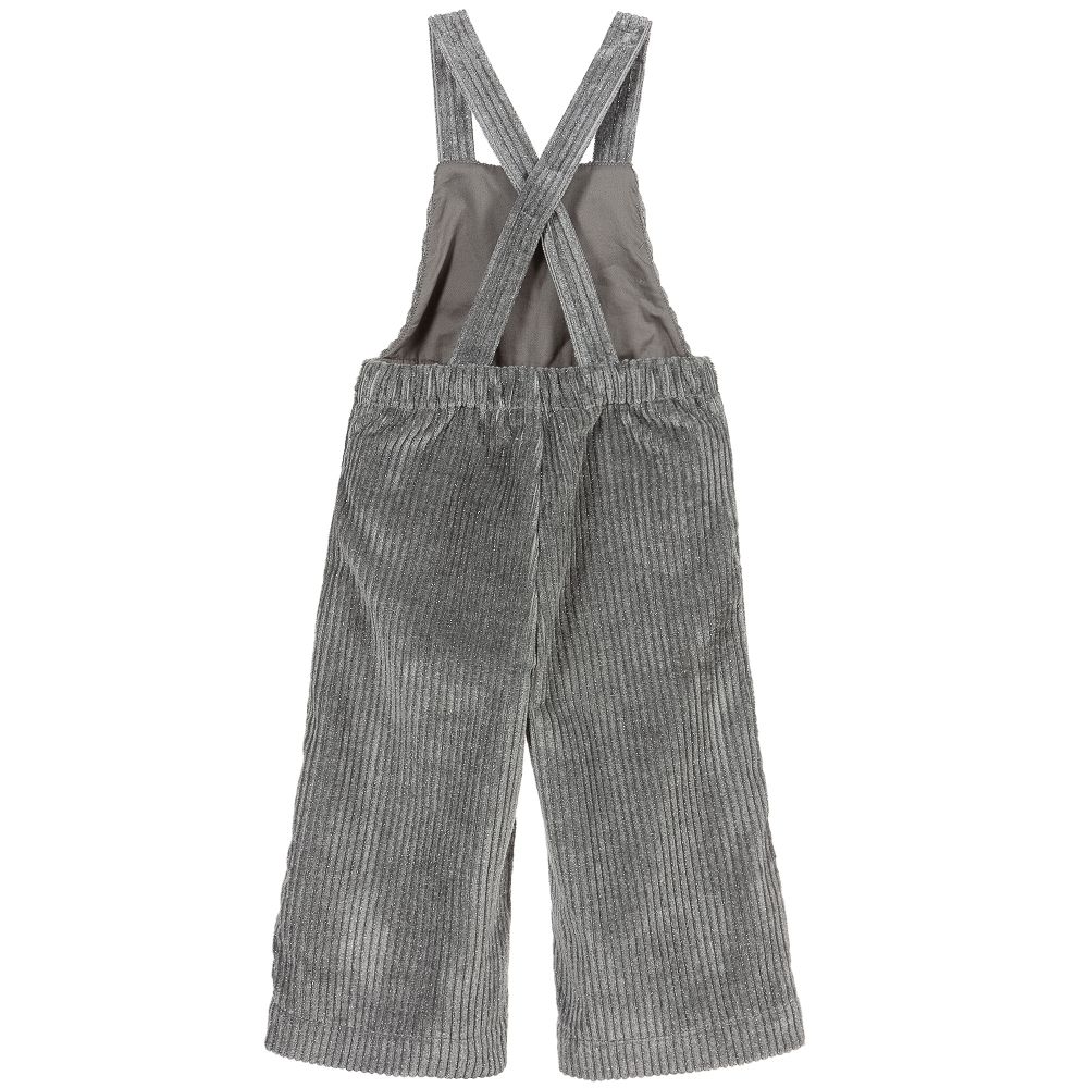 Il Gufo-Grey Corduroy Dungarees | Childrensalon Outlet