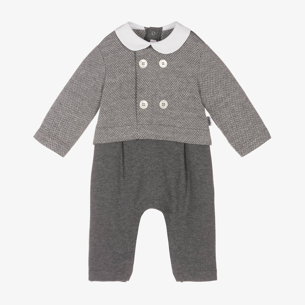 Il Gufo - Grey Cotton Jersey Baby Romper | Childrensalon