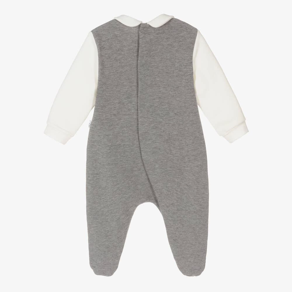 Il Gufo-Grey Cotton Jersey Dog Babygrow | Childrensalon Outlet