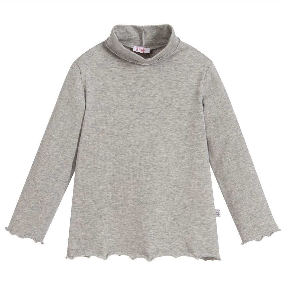 Il Gufo - Grey Cotton Jersey Roll Neck | Childrensalon