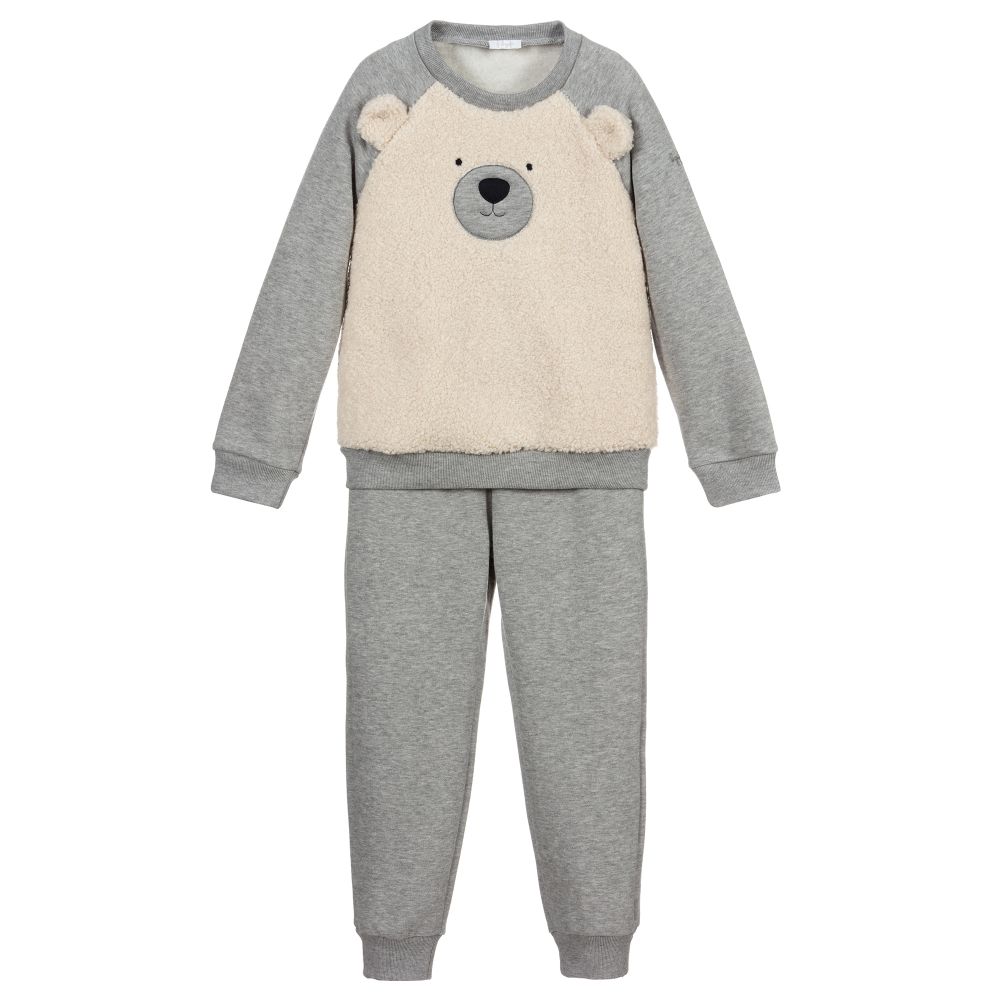 Il Gufo - Grauer Teddy-Baumwolltrainingsanzug | Childrensalon