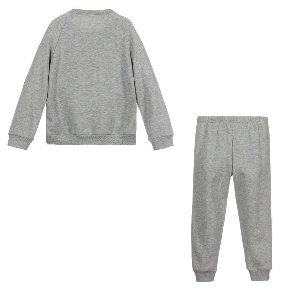 Il Gufo-Серый спортивный костюм из хлопка с медвежонком | Childrensalon Outlet