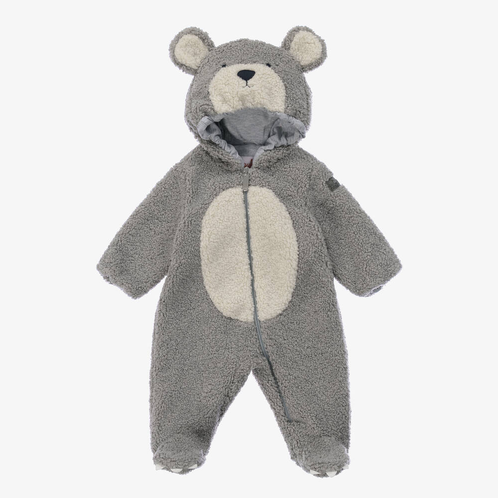 Il Gufo - Grey Faux Shearling Bear Pramsuit | Childrensalon