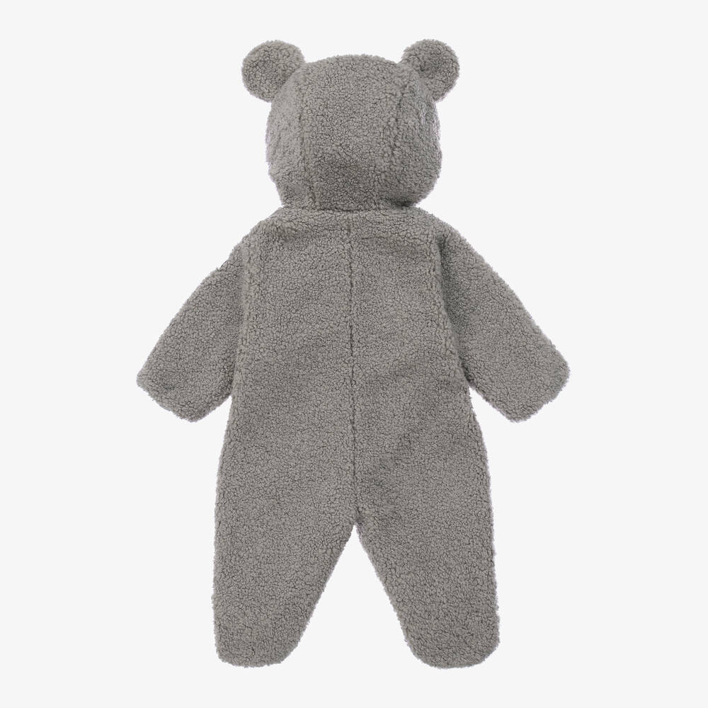 Il Gufo-Grey Faux Shearling Bear Pramsuit | Childrensalon Outlet