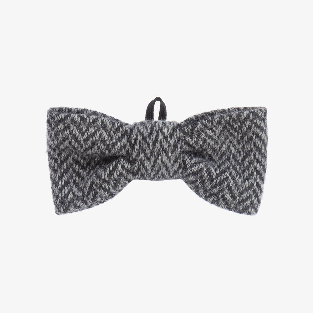 Il Gufo-Grey Flannel Bow Tie  | Childrensalon Outlet
