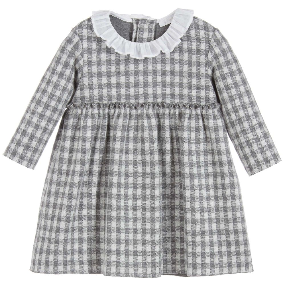 Il Gufo - Grey Gingham Cotton Dress | Childrensalon