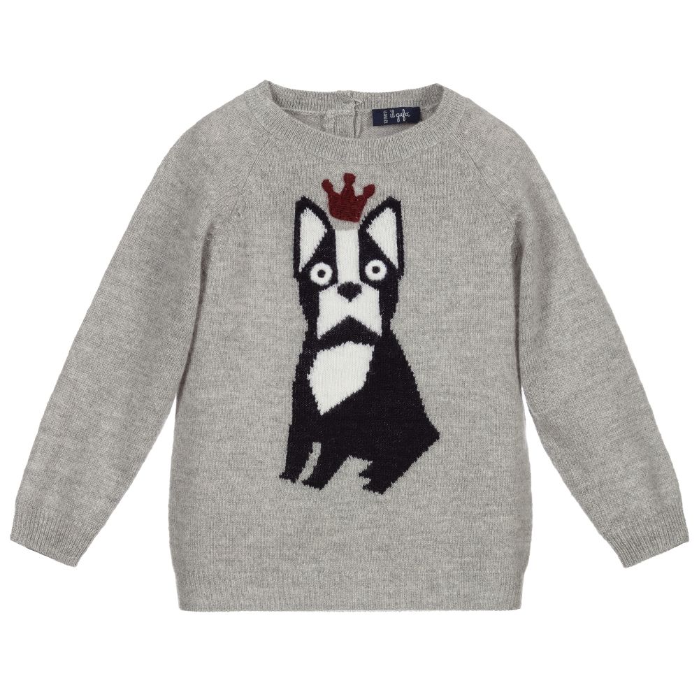 Il Gufo - Grey Knitted Wool Sweater | Childrensalon