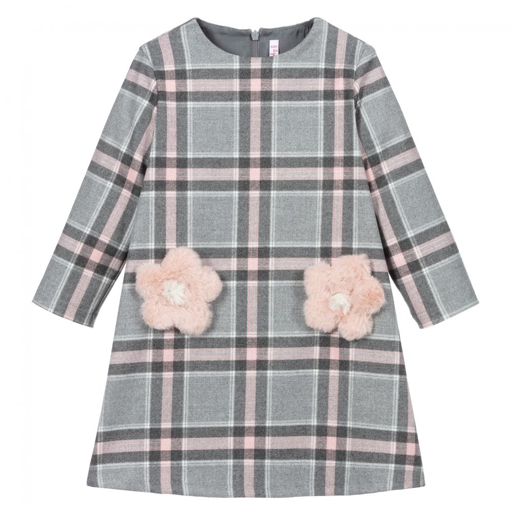 Il Gufo - Grey & Pink Check Dress | Childrensalon