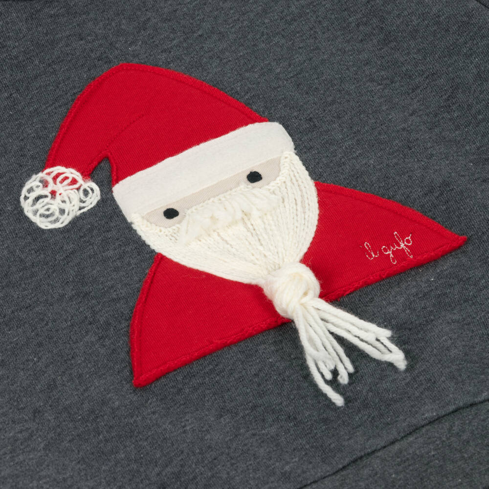 Il Gufo-Grey Santa Sweatshirt | Childrensalon Outlet