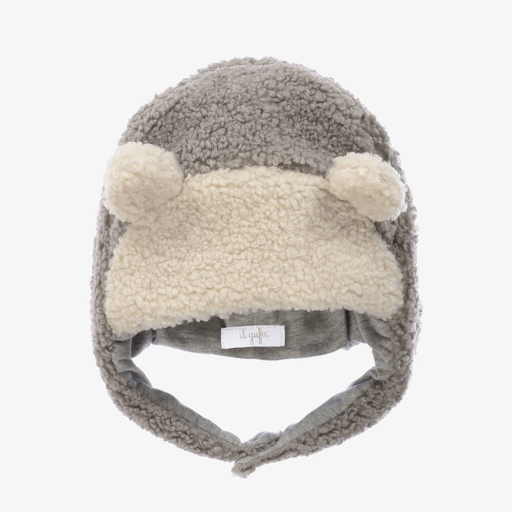 Il Gufo - Graue Sherpa-Fleece-Teddymütze | Childrensalon