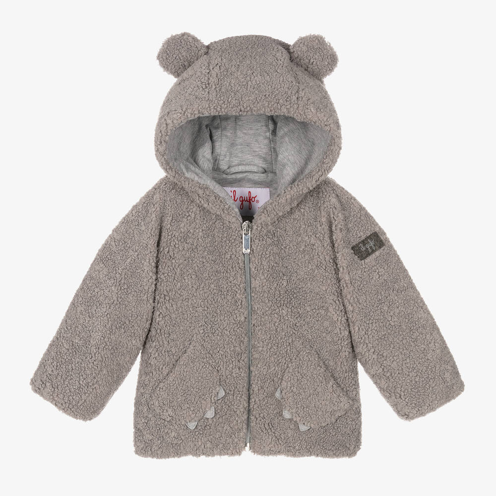 Il Gufo - Grey Teddy Fleece Jacket | Childrensalon