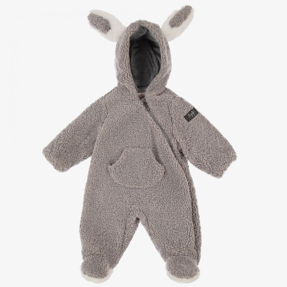 Il Gufo - Grey Teddy Fleece Pramsuit | Childrensalon