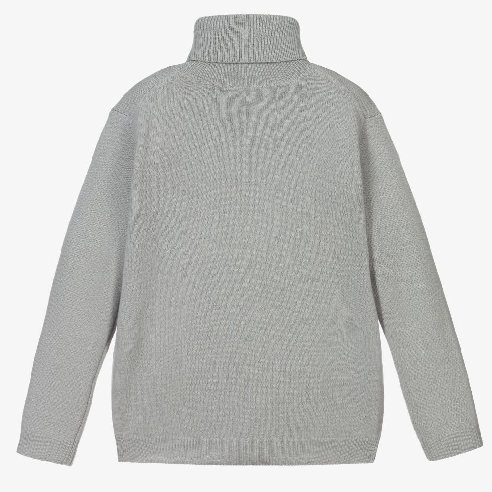إيل غوفو-كنزة بياقة عالية صوف لون رمادي | Childrensalon Outlet