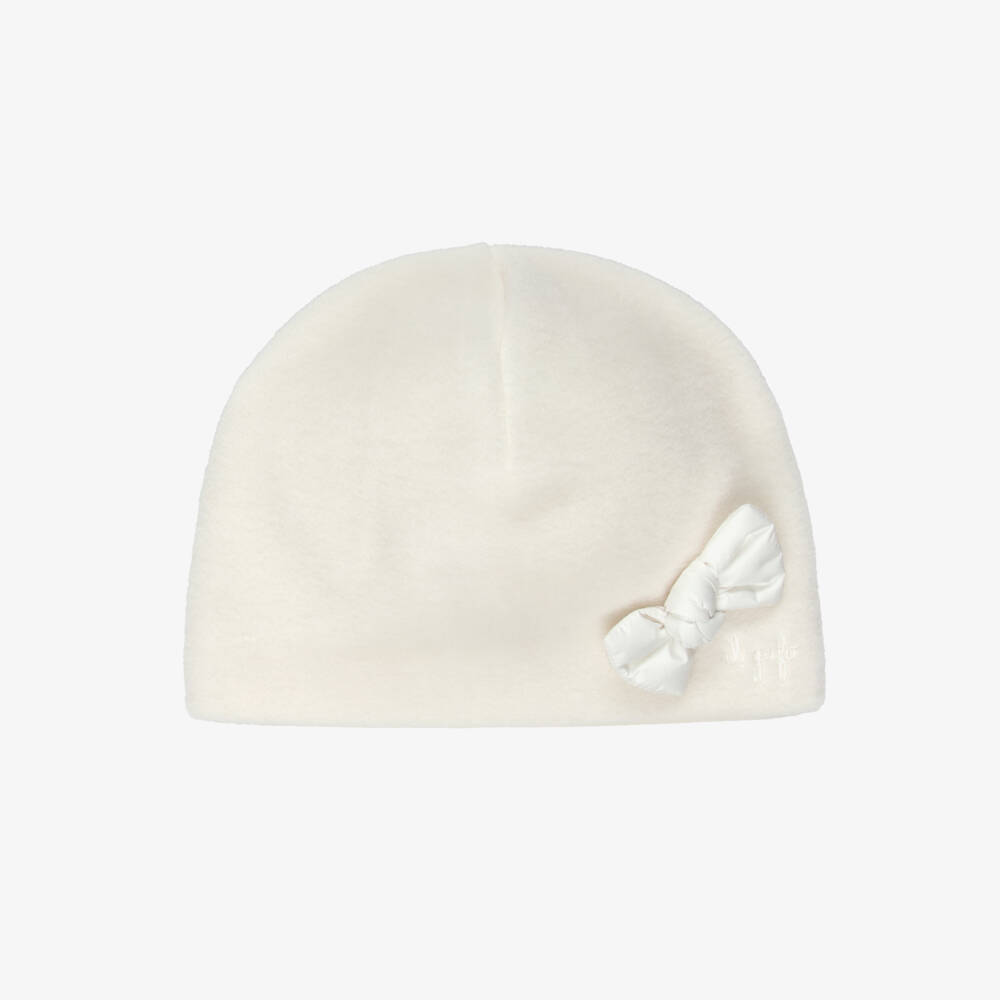 Il Gufo-Ivory Bow Beanie | Childrensalon Outlet