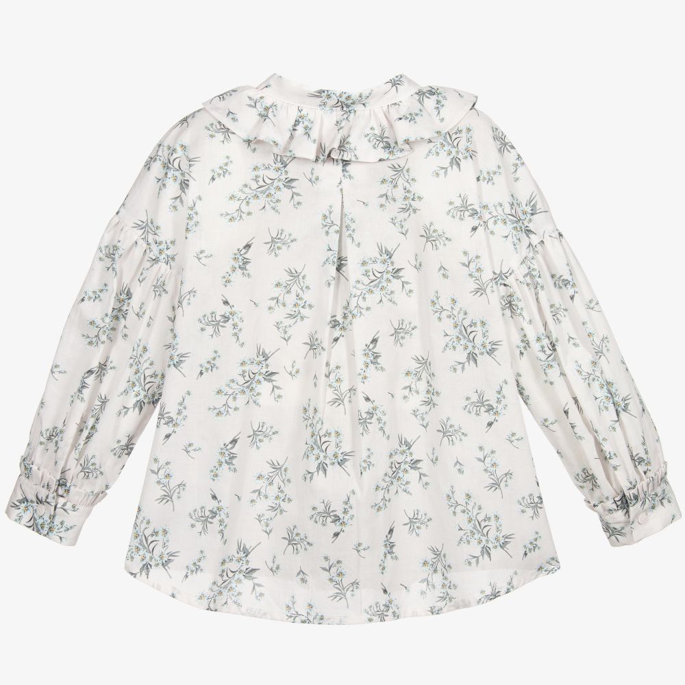 Il Gufo - Хлопковая кремовая блузка в цветочек | Childrensalon