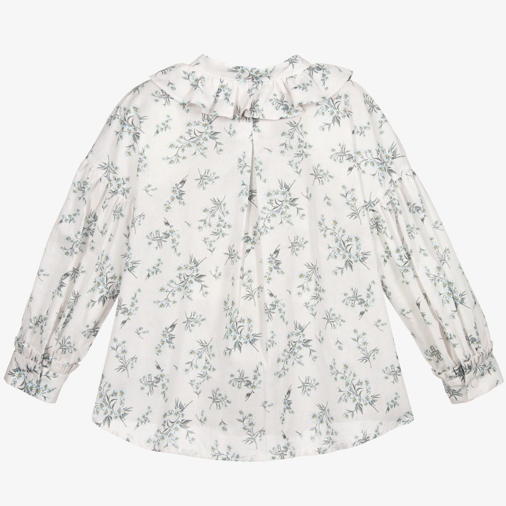 Il Gufo - Ivory Cotton Floral Blouse | Childrensalon