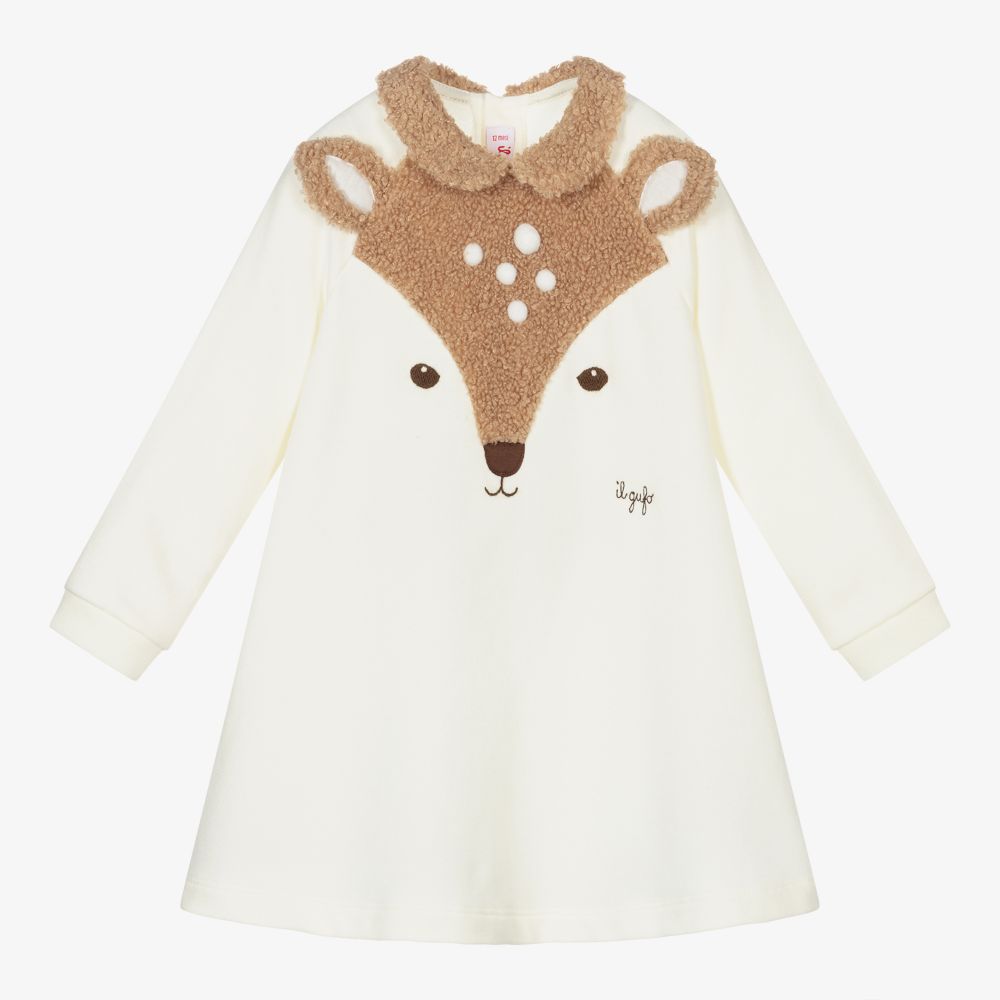 Il Gufo - Robe ivoire en jersey de coton | Childrensalon