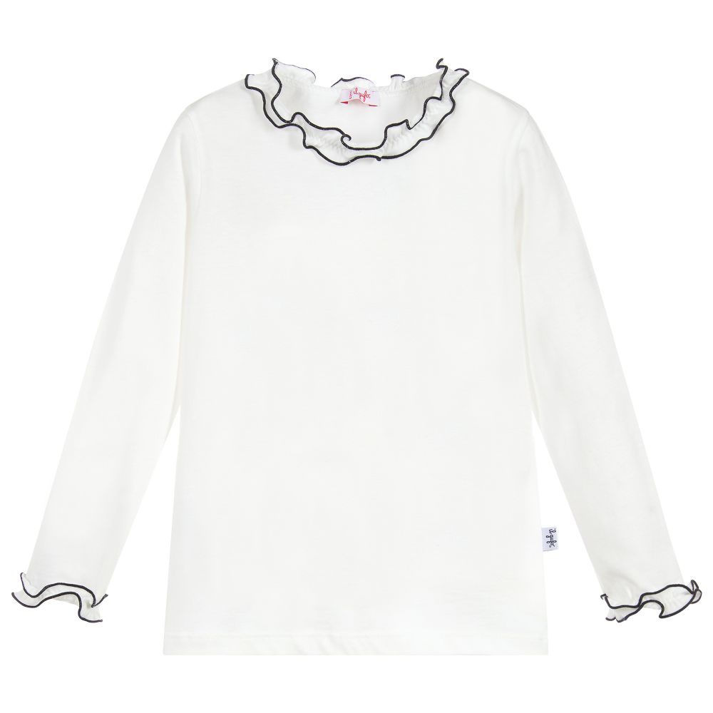 Il Gufo - Ivory Cotton Ruffle Top | Childrensalon