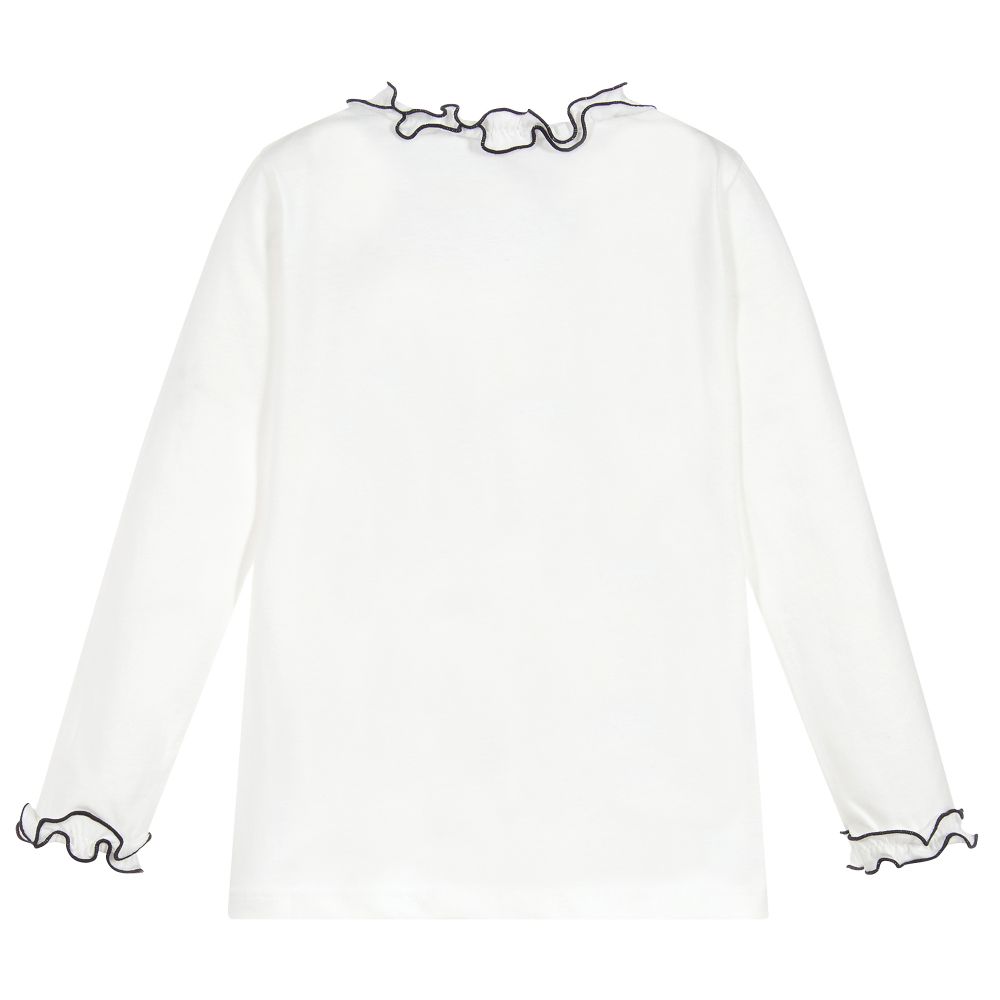 Il Gufo-Ivory Cotton Ruffle Top | Childrensalon Outlet