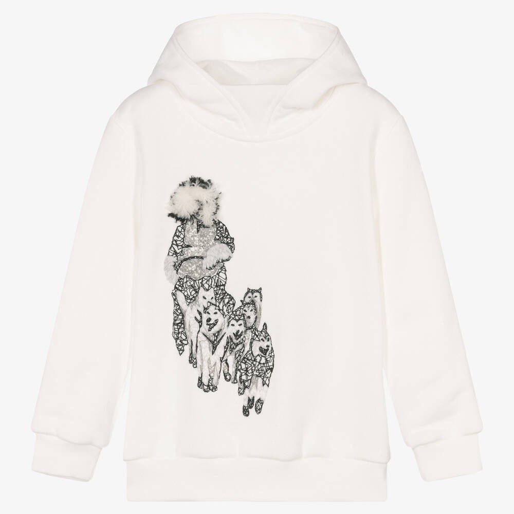 Il Gufo - Ivory Dog Sledding Hoodie | Childrensalon