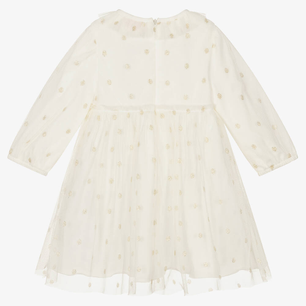 Il Gufo-فستان أطفال بناتي تول منقّط لون عاجي | Childrensalon Outlet