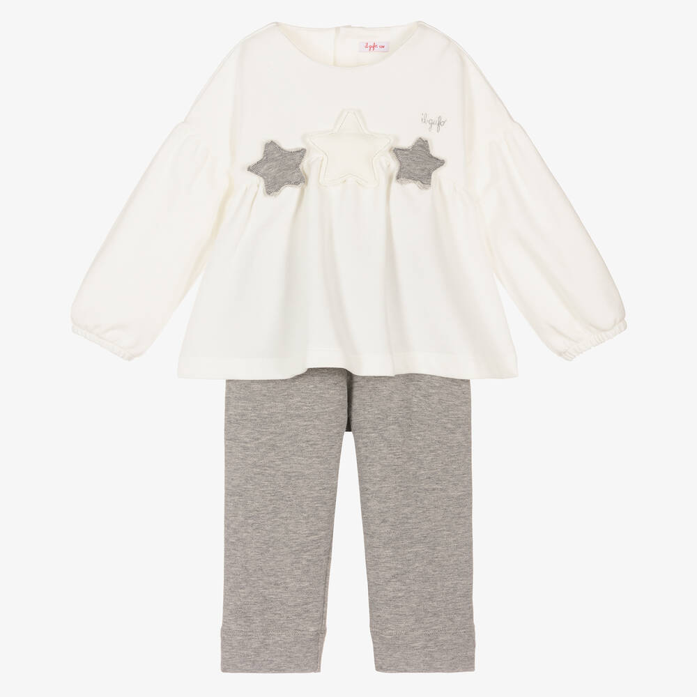 Il Gufo - Ivory & Grey Cotton Trouser Set | Childrensalon