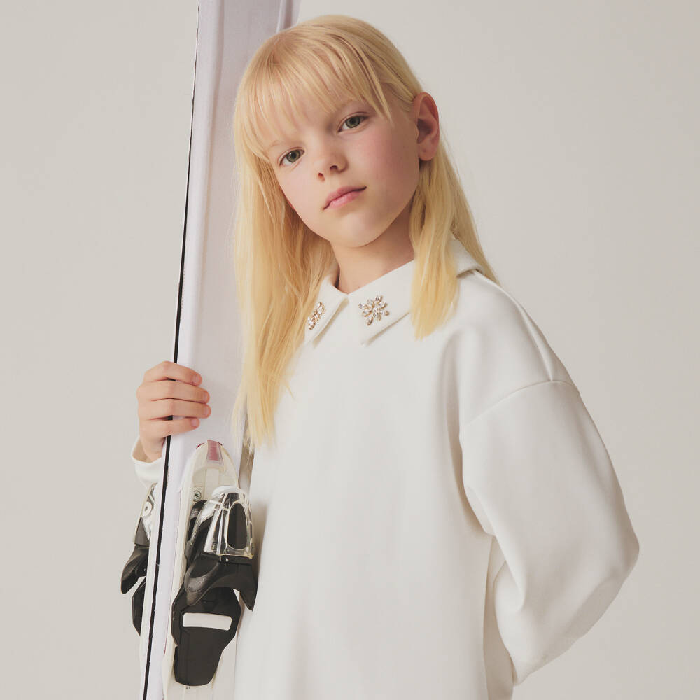 Il Gufo-Ivory Jewel Collar Trousers Set | Childrensalon Outlet