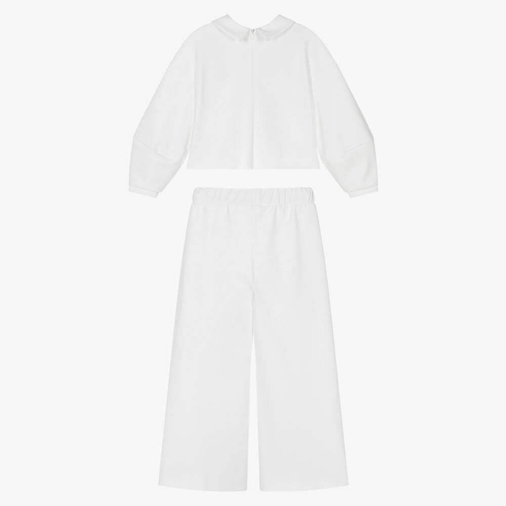 Il Gufo-Ivory Jewel Collar Trousers Set | Childrensalon Outlet