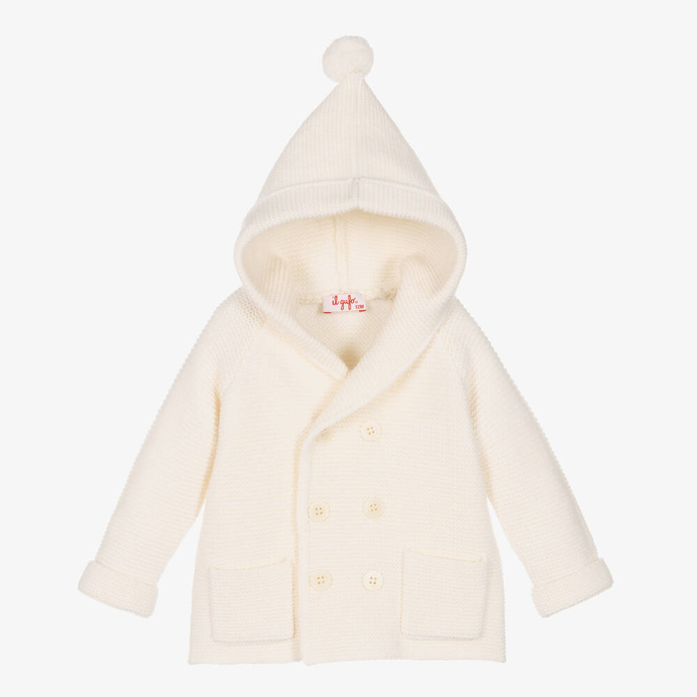 Il Gufo-Ivory Merino Wool Knit Cardigan | Childrensalon Outlet