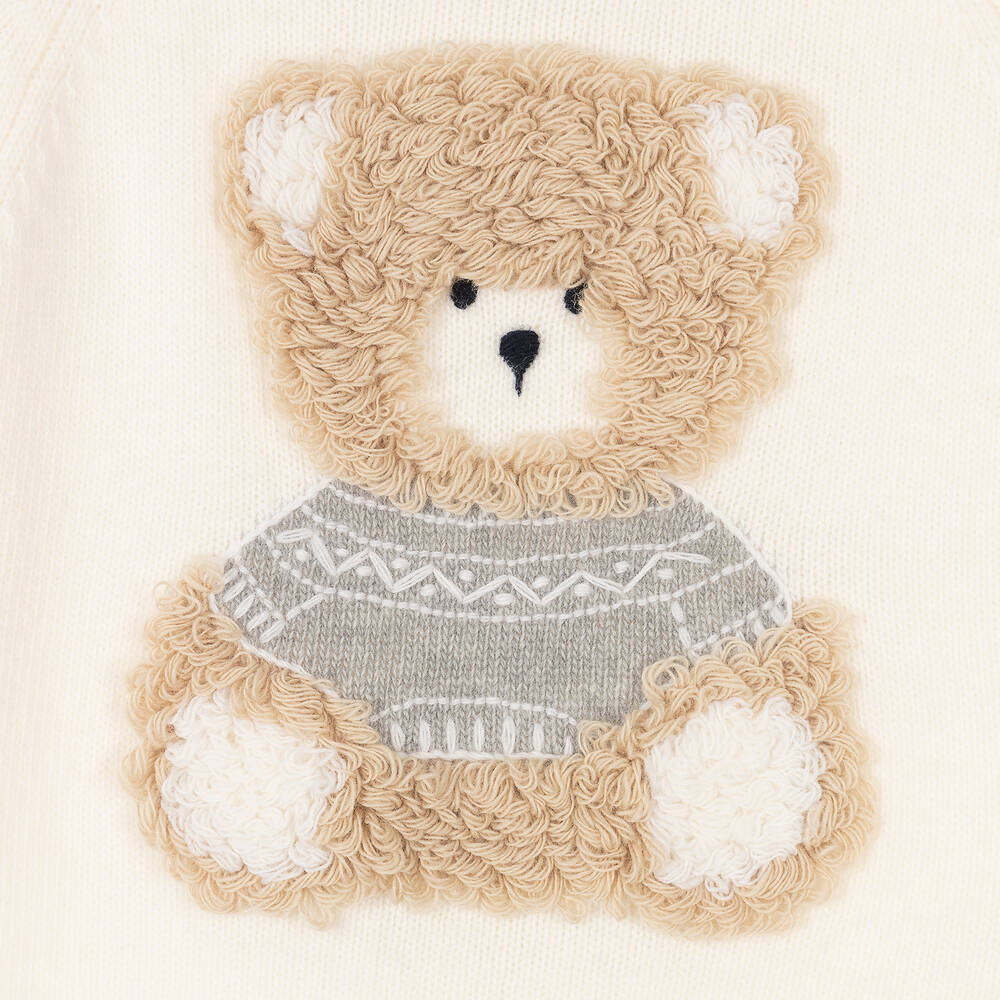 Il Gufo Ivory Wool Teddy Sweater